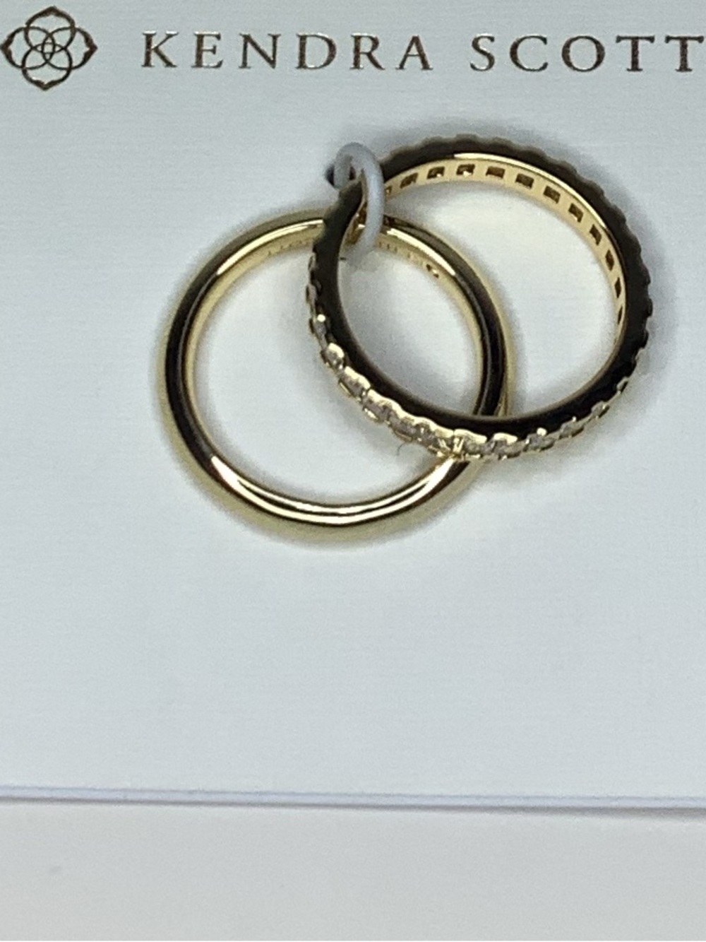 Kendra Scott Ella Ring Set Gold & White Crystal 8 New - Picture 3 of 4